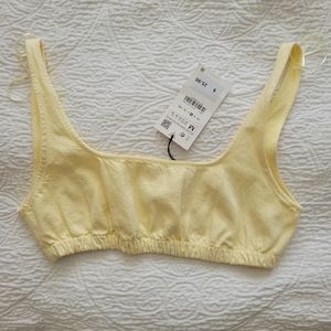 Zara medium cropped yellow tank